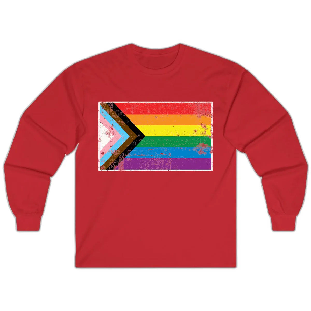Progress Pride Flag Intersectional Design Long Sleeve in Red