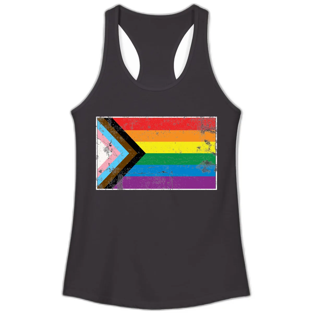 Progress Pride Flag Intersectional Design Ladies Tank in Black