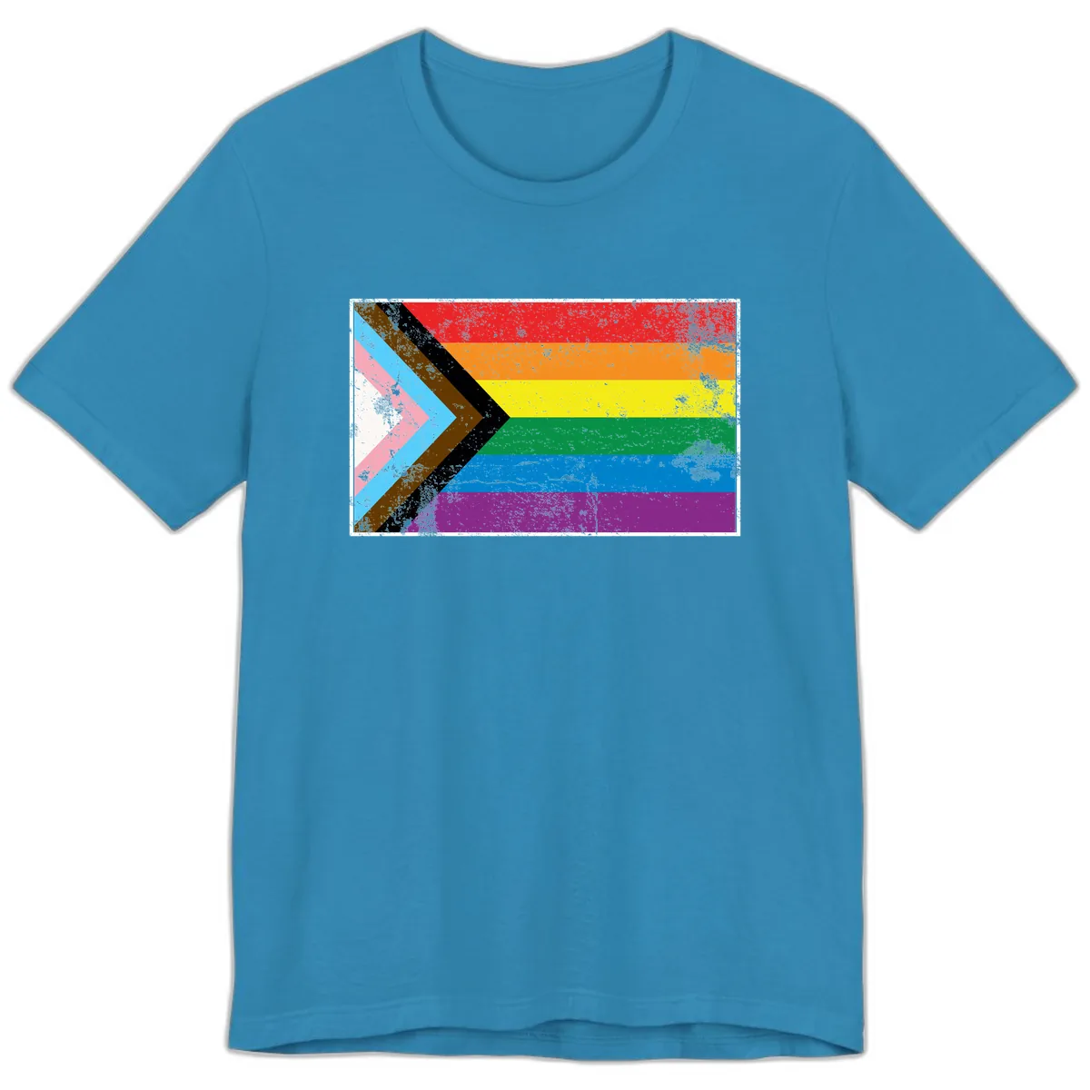 Progress Pride Flag Intersectional Design Premium T-Shirt in Aqua