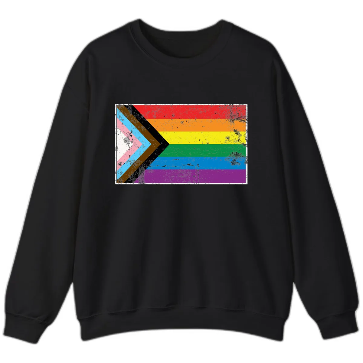 Progress Pride Flag Intersectional Design Sweatshirt in Black