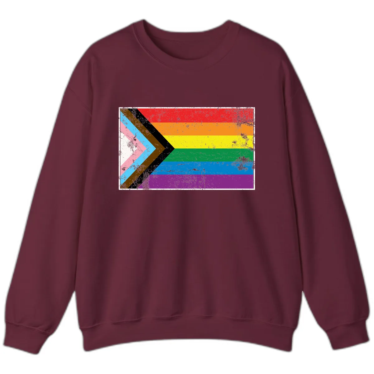 Progress Pride Flag Intersectional Design Sweatshirt in Maroon