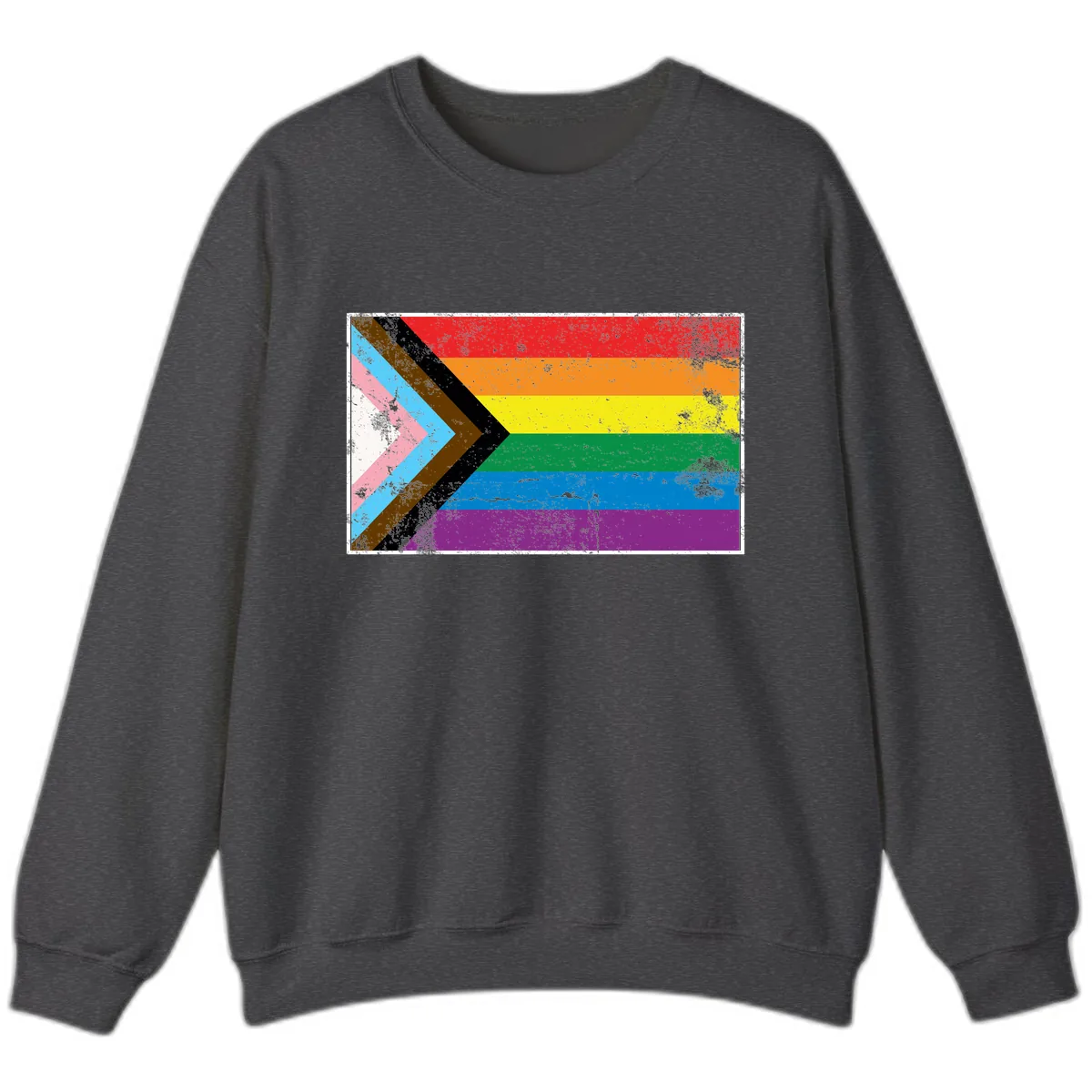 Progress Pride Flag Intersectional Design Sweatshirt in Dark Heather