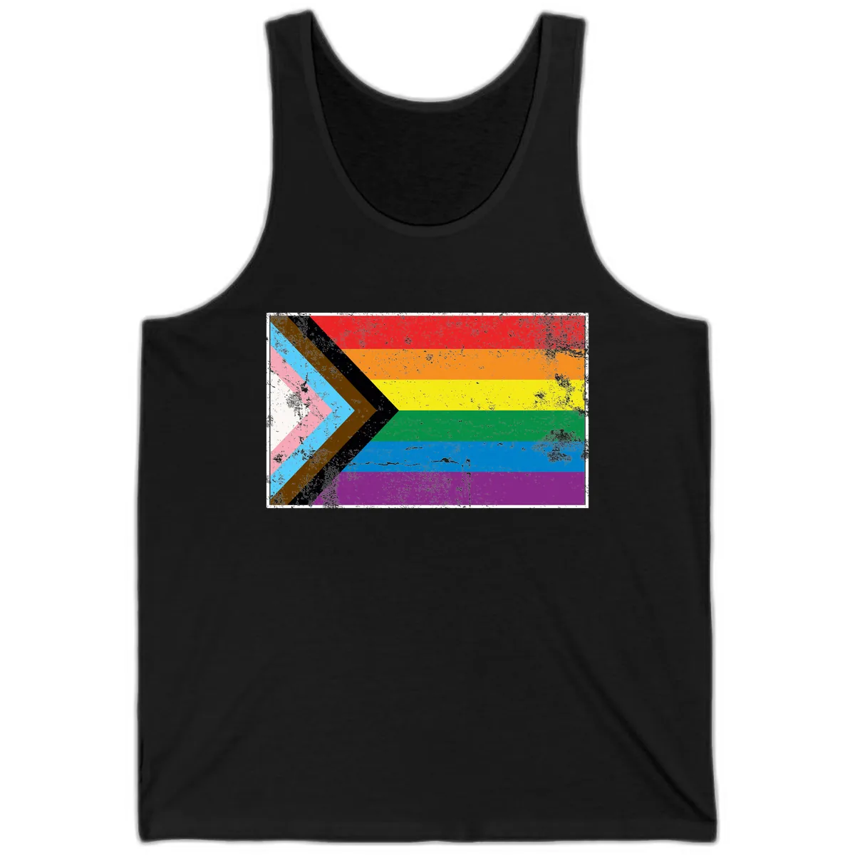 Progress Pride Flag Intersectional Design Tank in Black