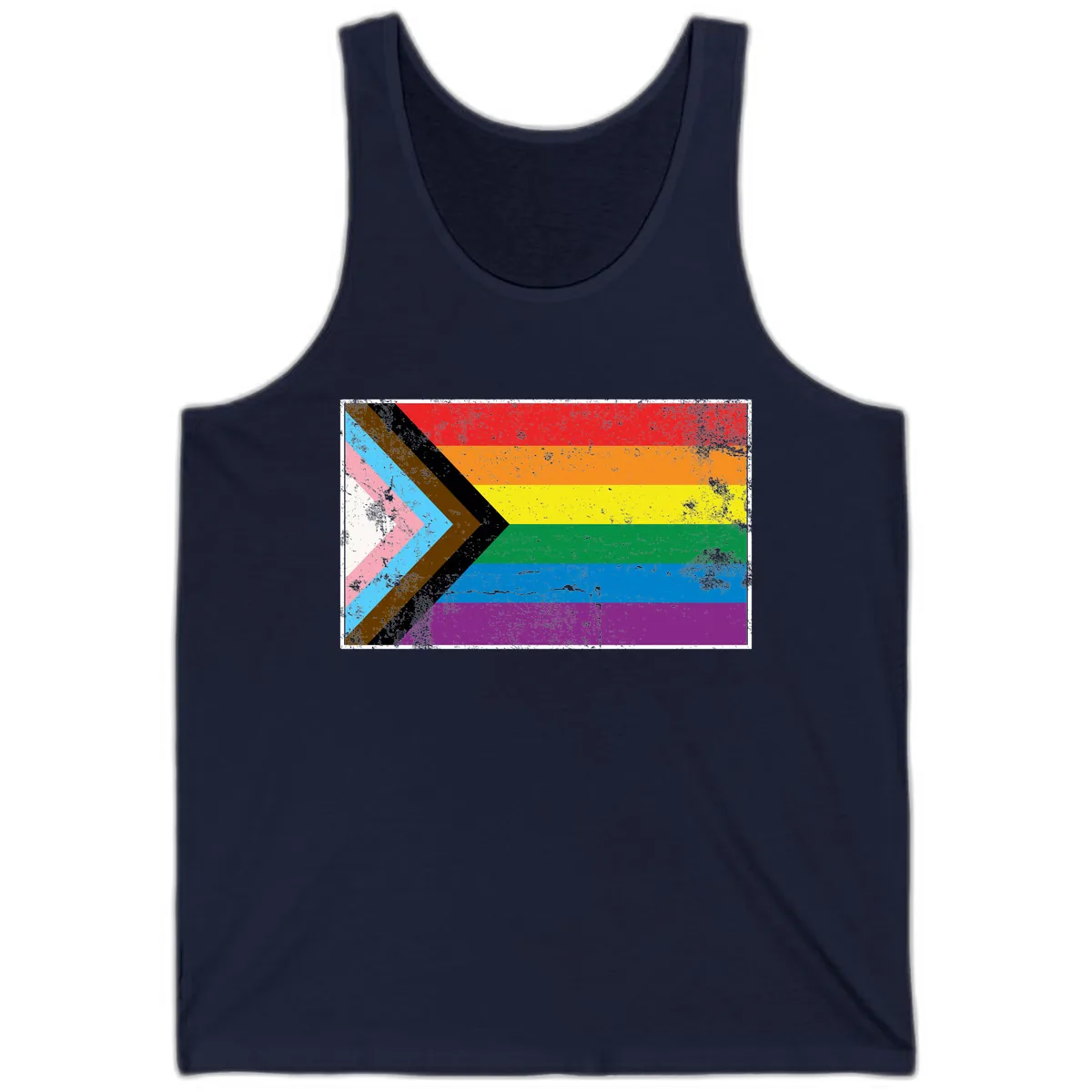 Progress Pride Flag Intersectional Design Tank in Navy