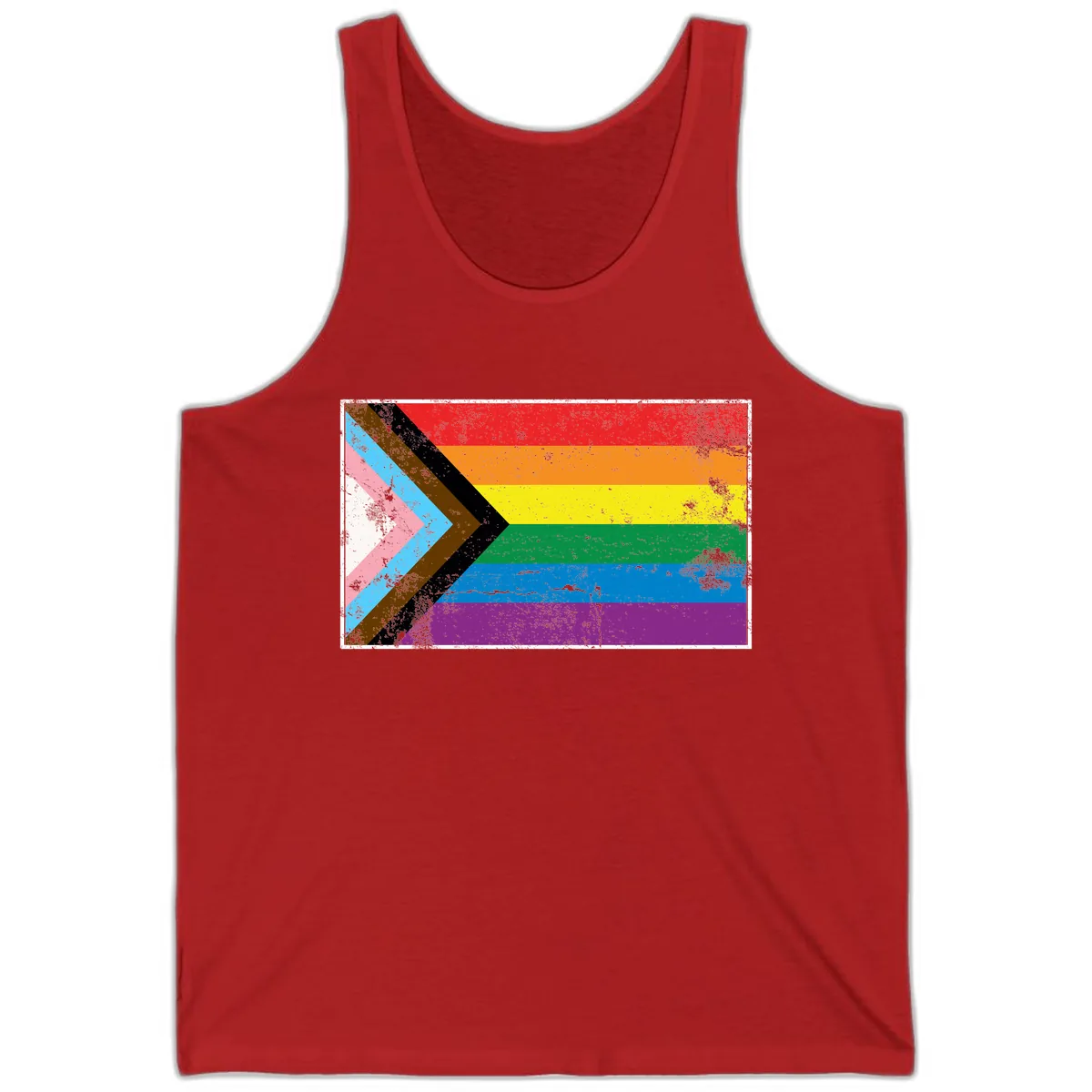 Progress Pride Flag Intersectional Design Tank in Red
