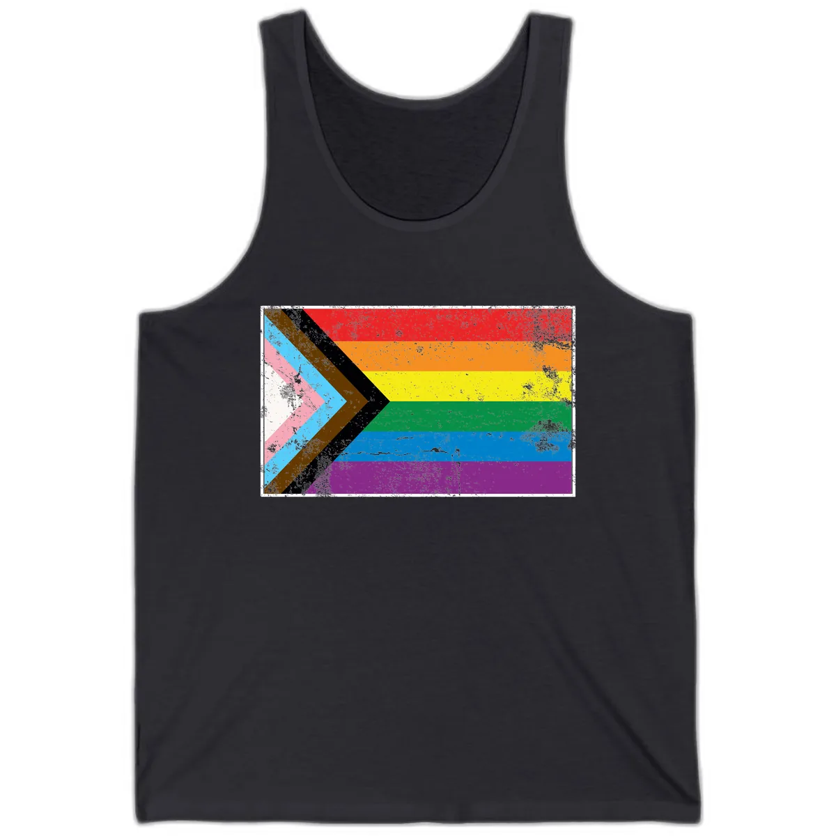 Progress Pride Flag Intersectional Design Tank in Dark Grey
