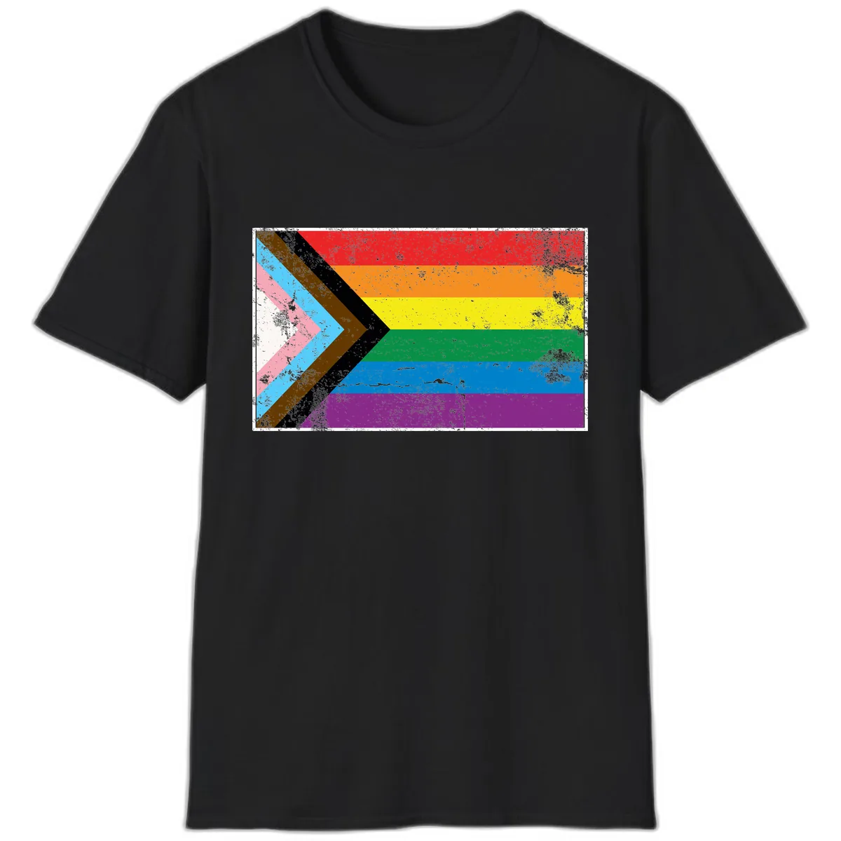 Progress Pride Flag Intersectional Design T-Shirt in Black