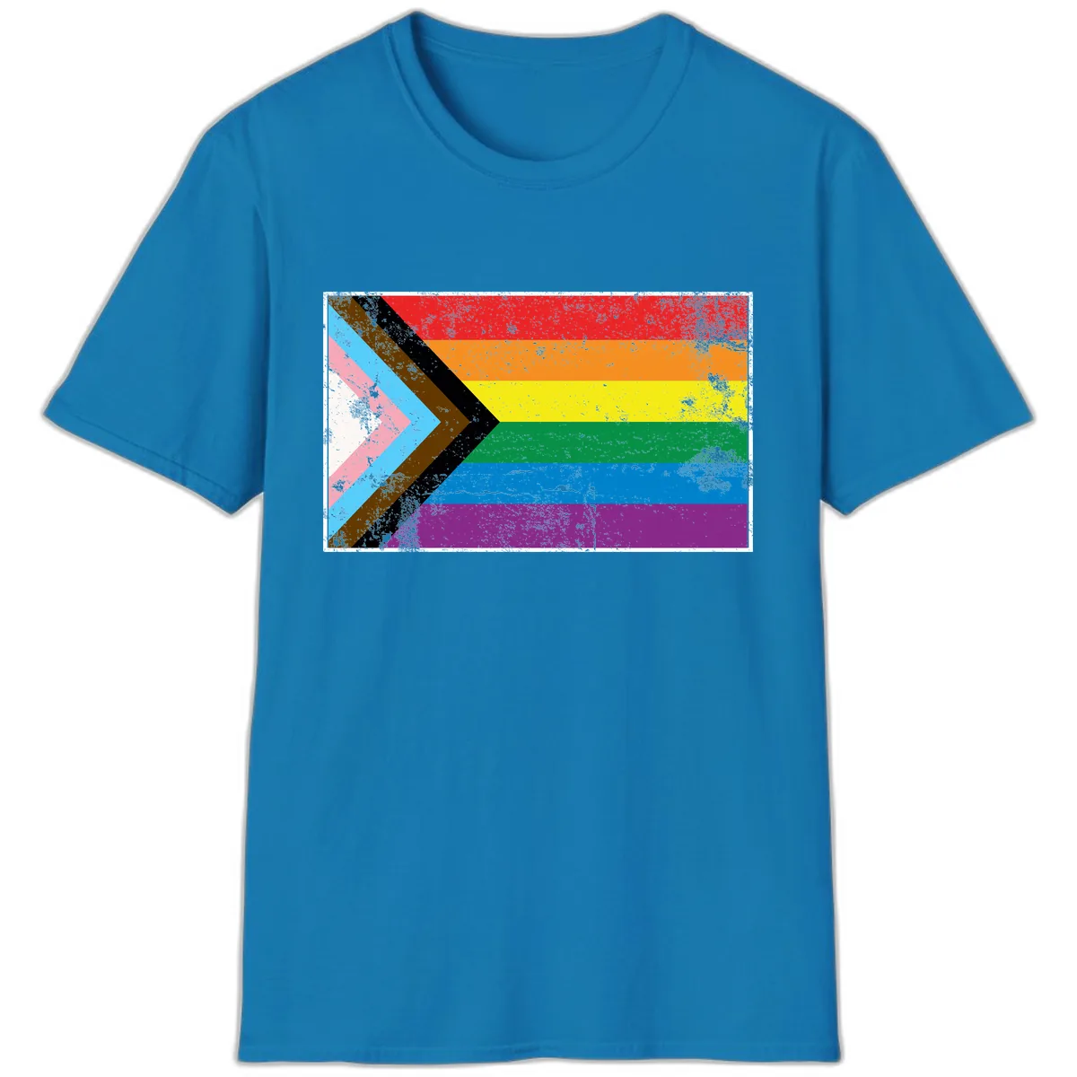 Progress Pride Flag Intersectional Design T-Shirt in Sapphire