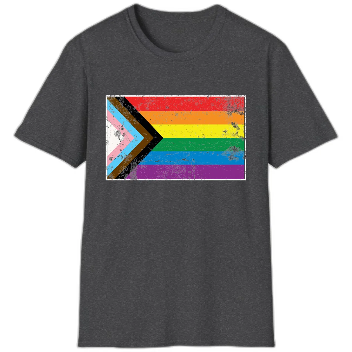 Progress Pride Flag Intersectional Design T-Shirt in Dark Heather