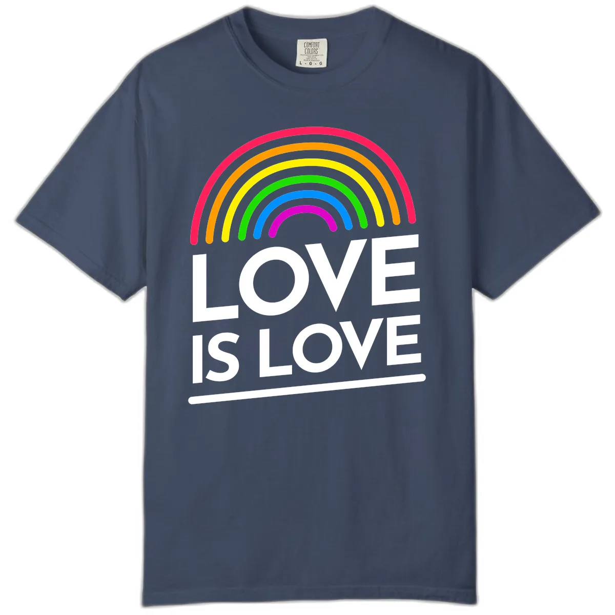 Love Is Love Pride Rainbow Comfort Color in Midnight