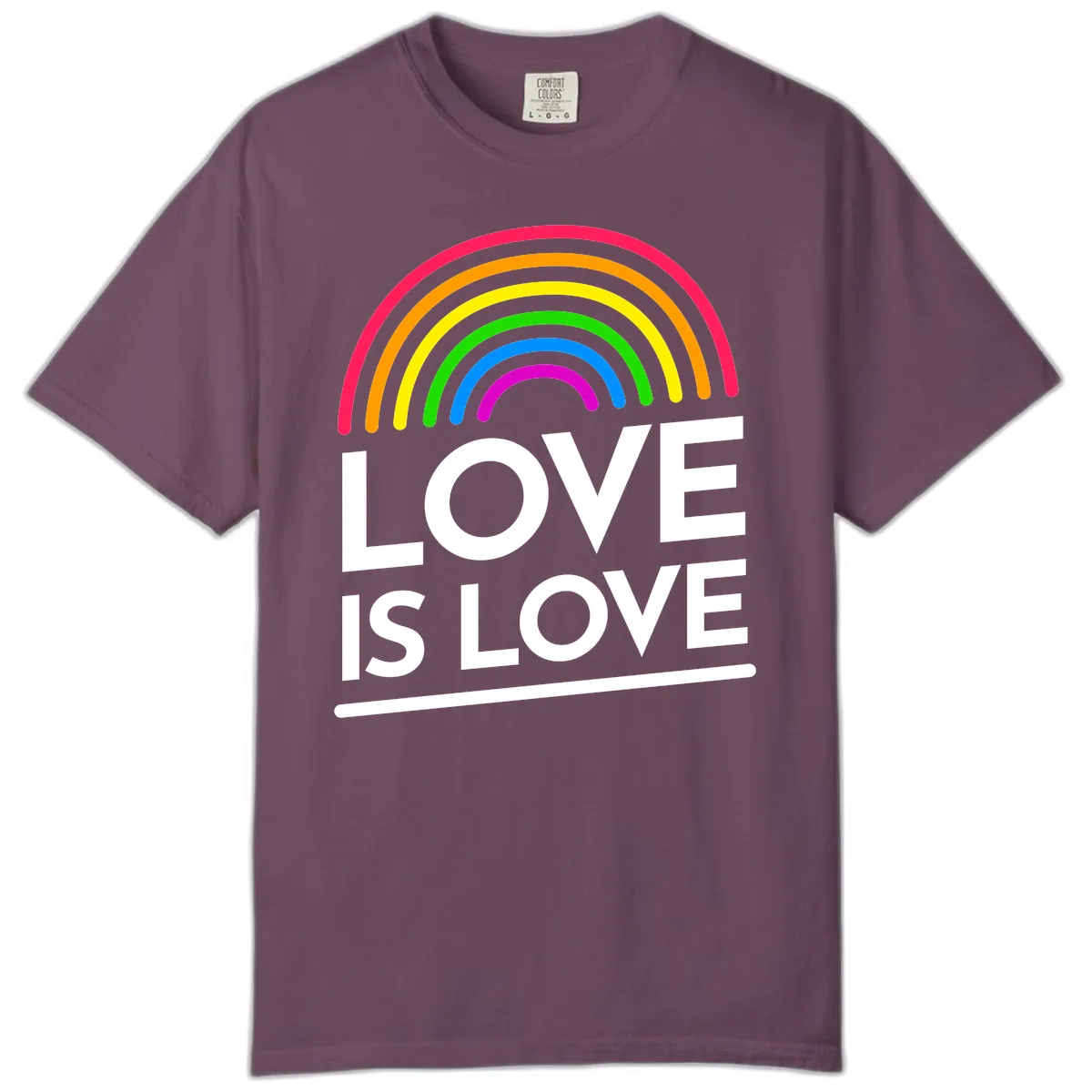 Love Is Love Pride Rainbow Comfort Color in Berry