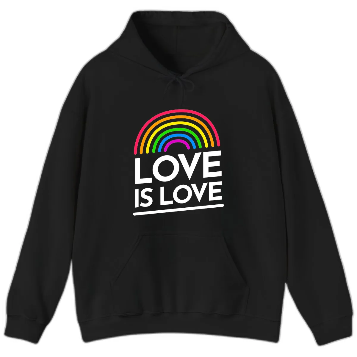 Love Is Love Pride Rainbow Hoodie in Black