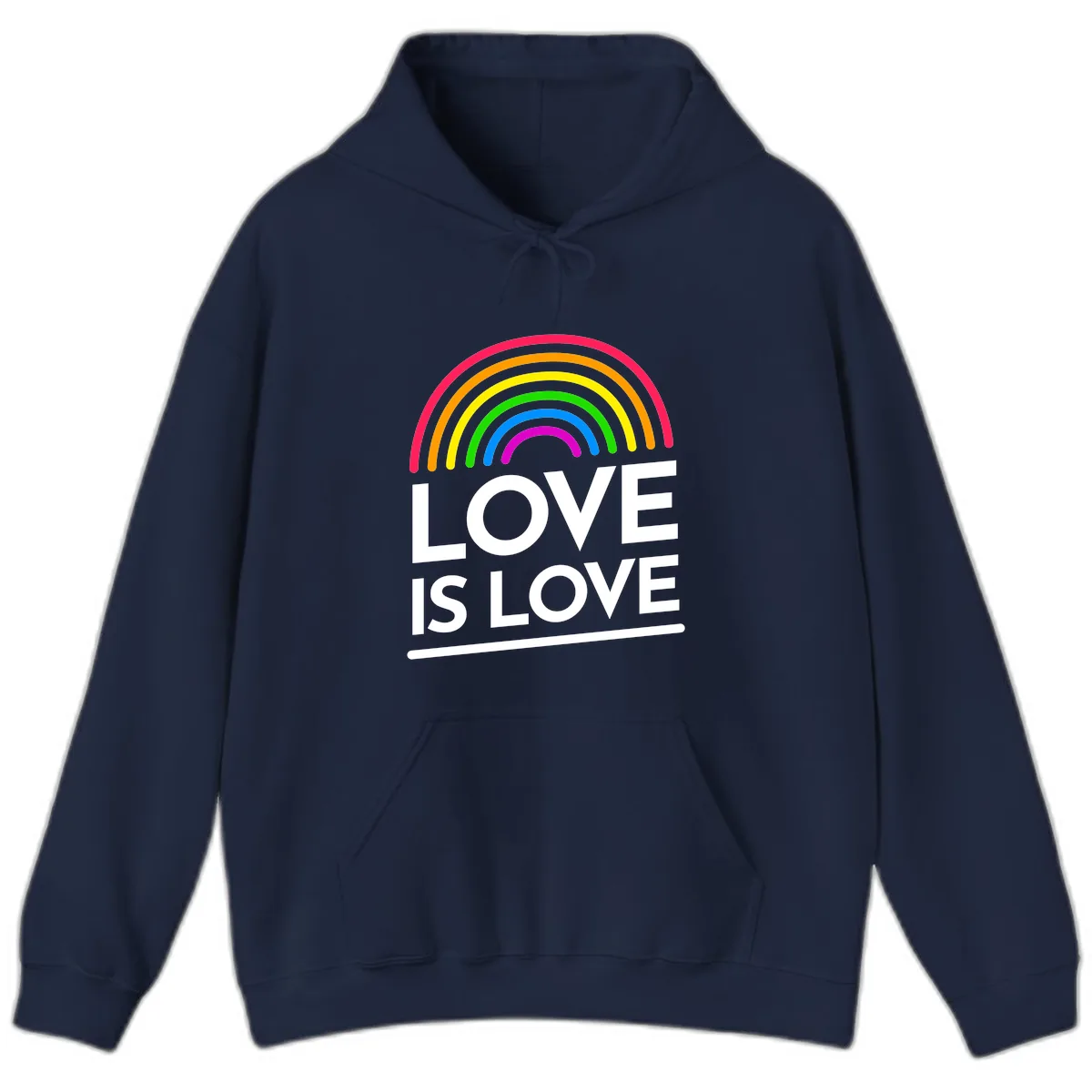 Love Is Love Pride Rainbow Hoodie in Navy