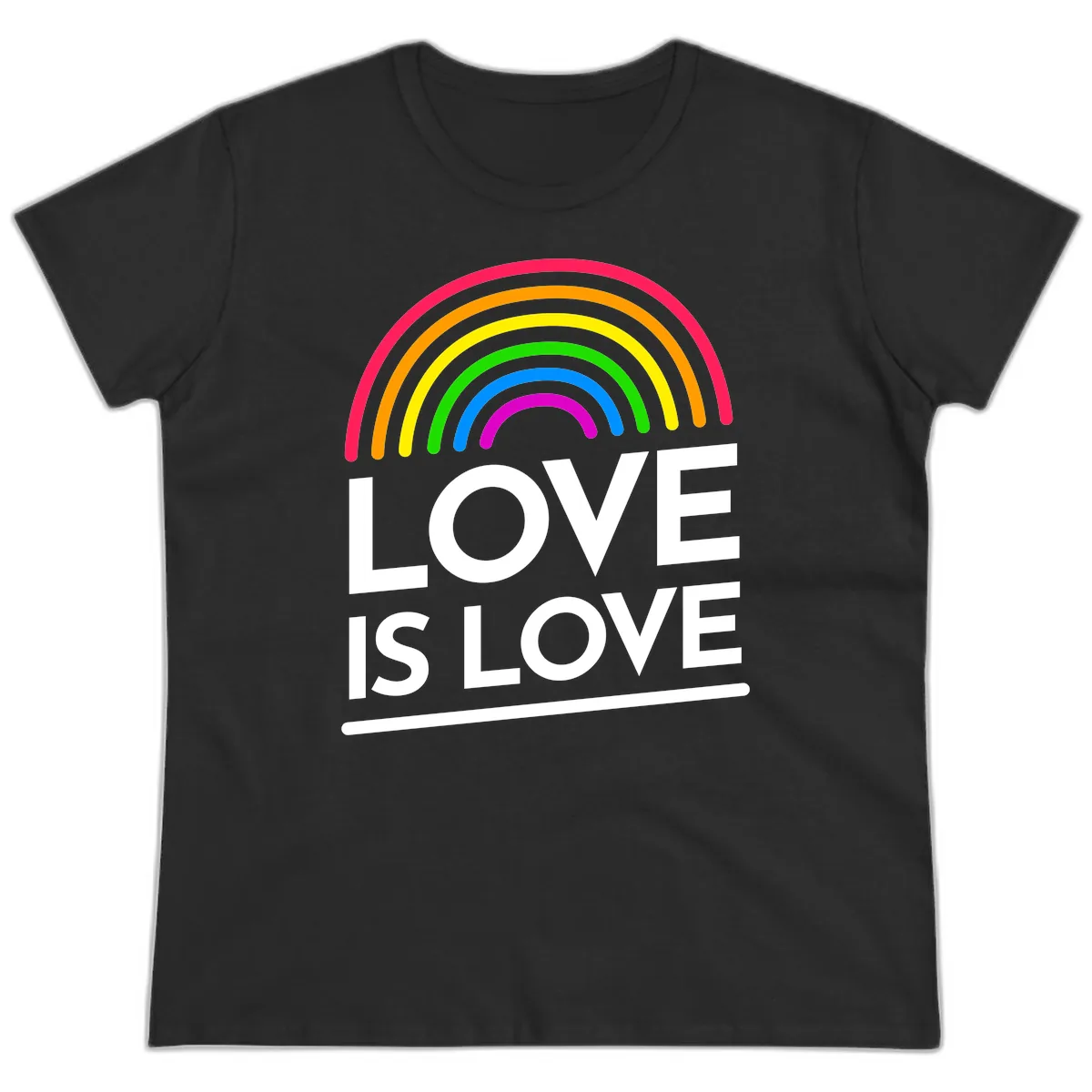 Love Is Love Pride Rainbow Ladies Tee in Black