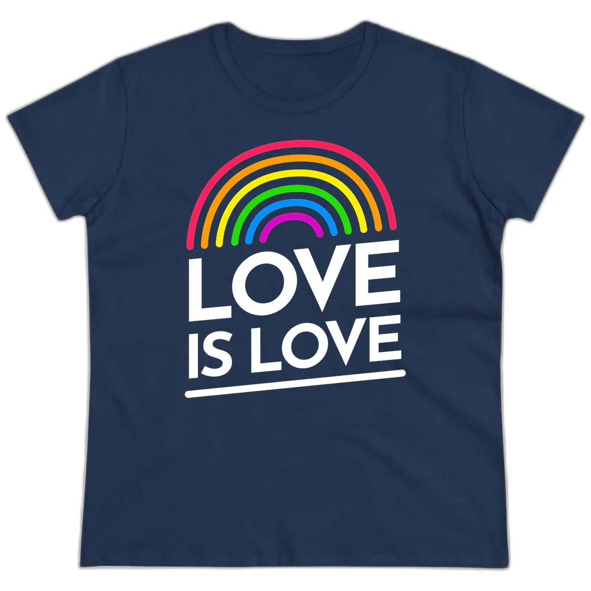 Love Is Love Pride Rainbow Ladies Tee in Navy
