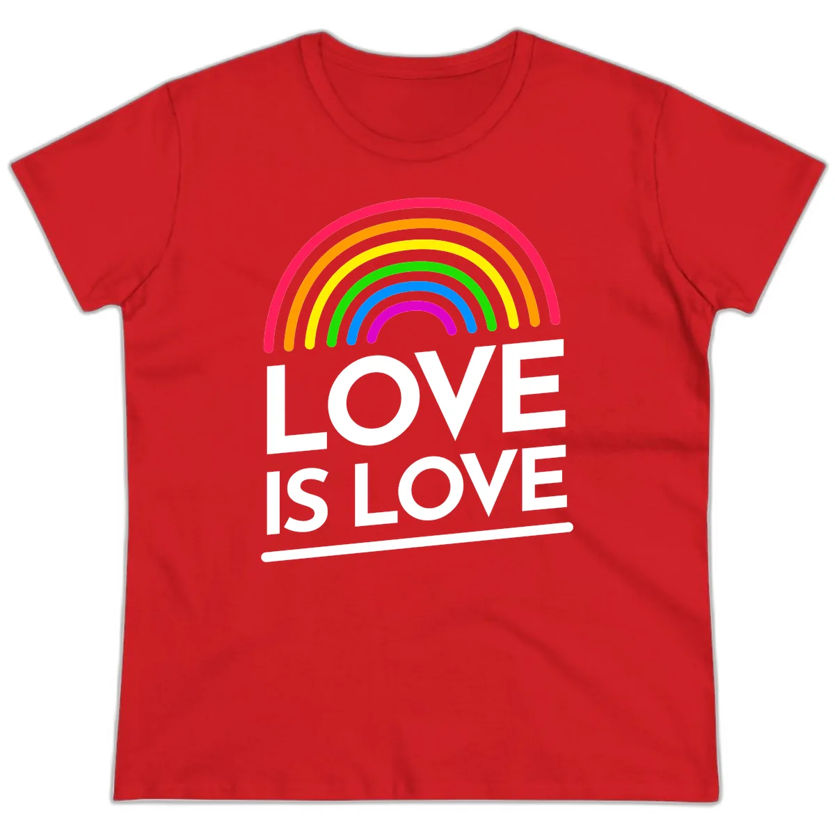 Love Is Love Pride Rainbow Ladies Tee in Red