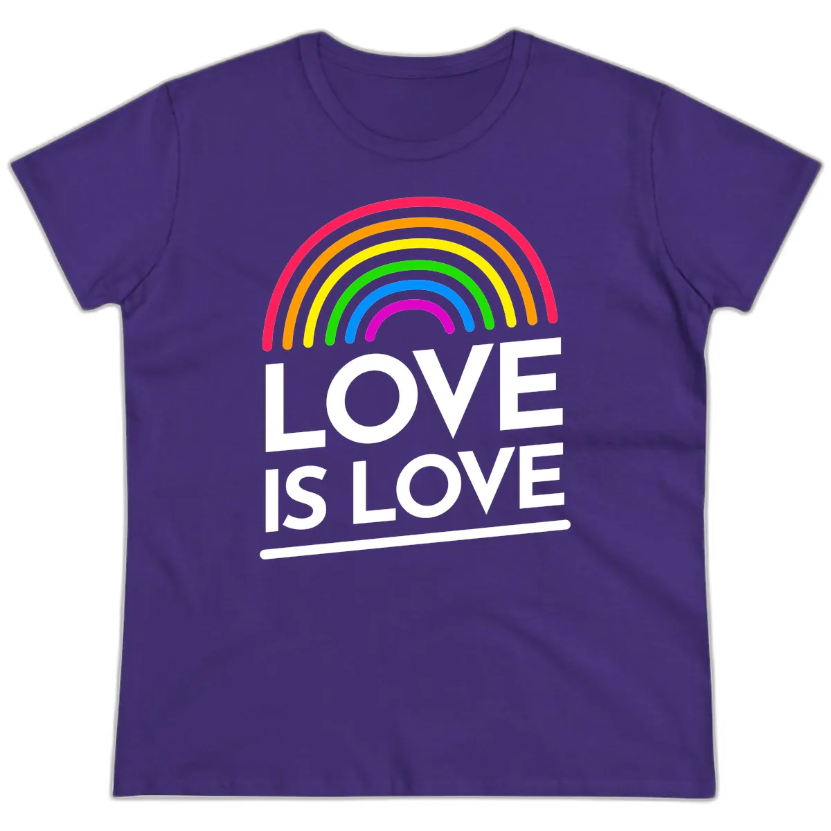 Love Is Love Pride Rainbow Ladies Tee in Purple