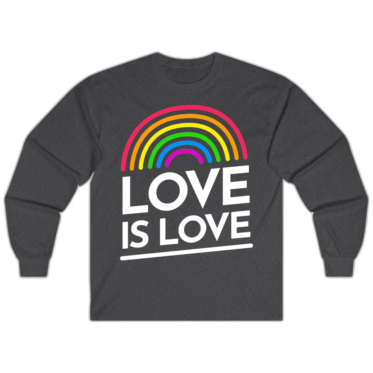 Love Is Love Pride Rainbow Long Sleeve in Dark Heather