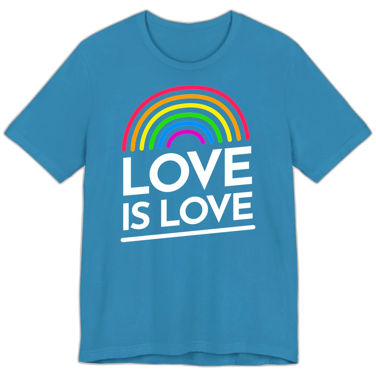 Love Is Love Pride Rainbow Premium T-Shirt in Aqua