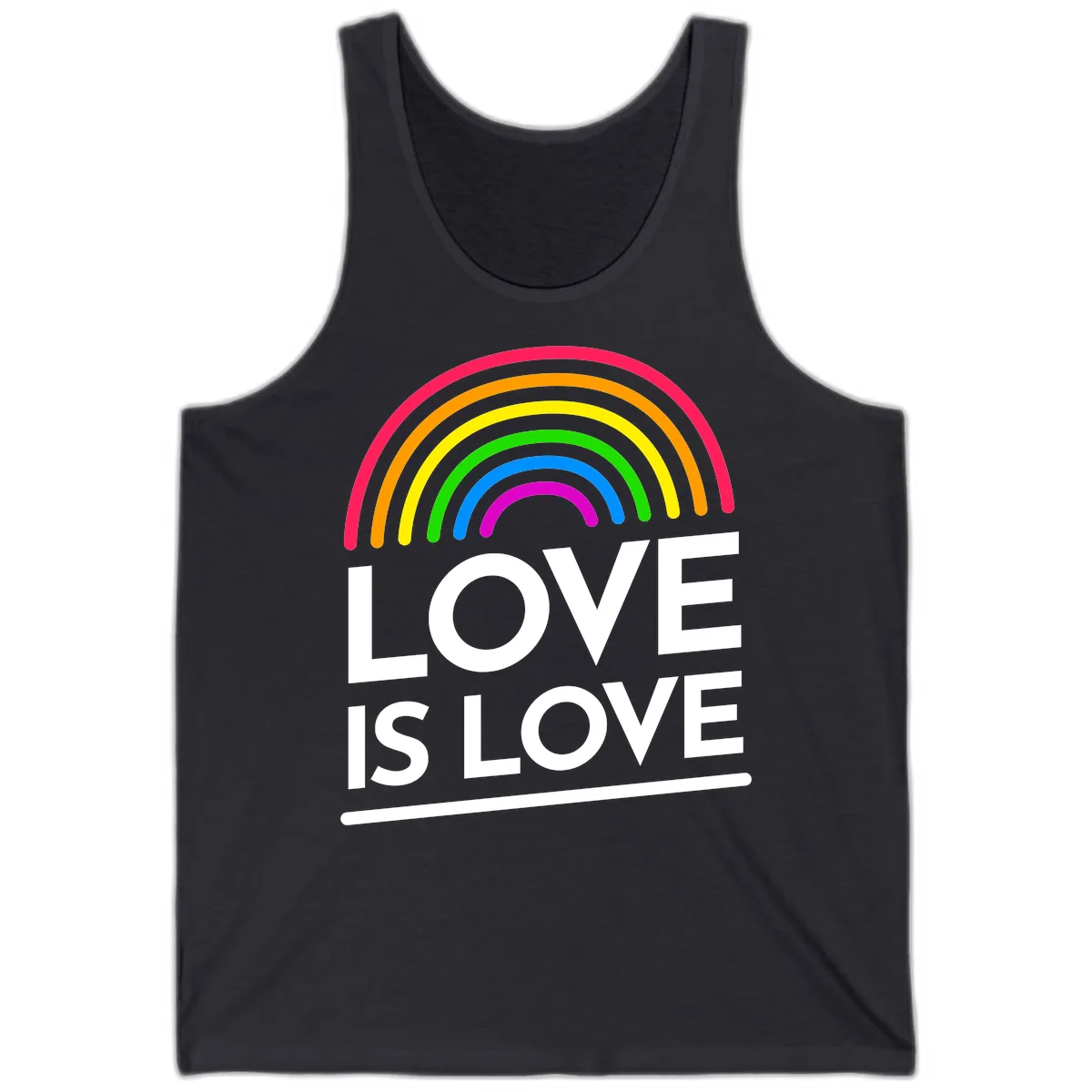 Love Is Love Pride Rainbow Tank in Dark Grey