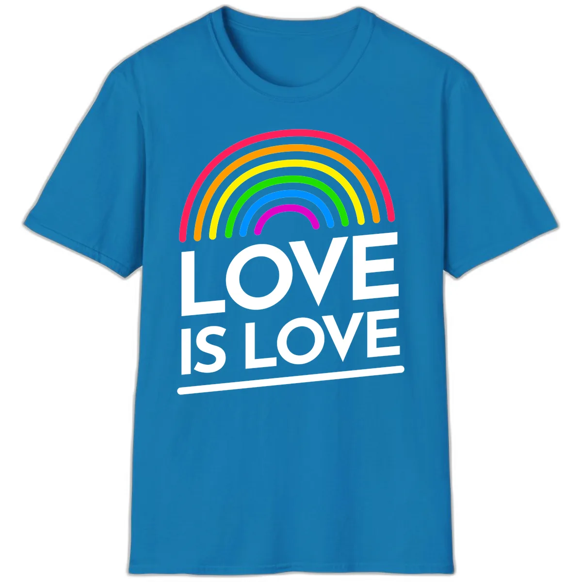 Love Is Love Pride Rainbow T-Shirt in Sapphire