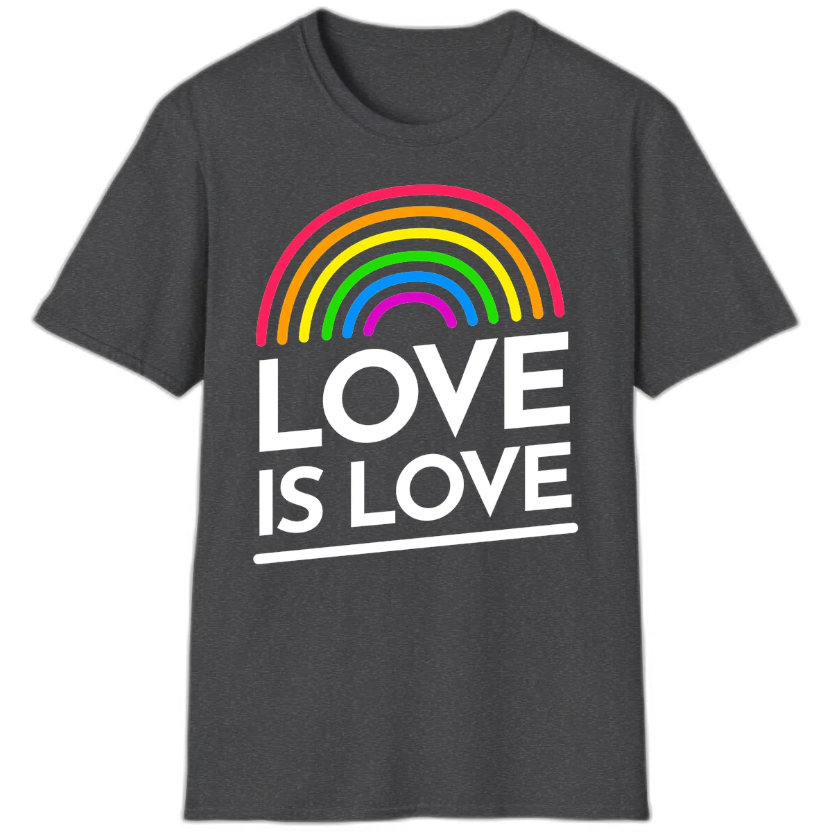 Love Is Love Pride Rainbow T-Shirt in Dark Heather