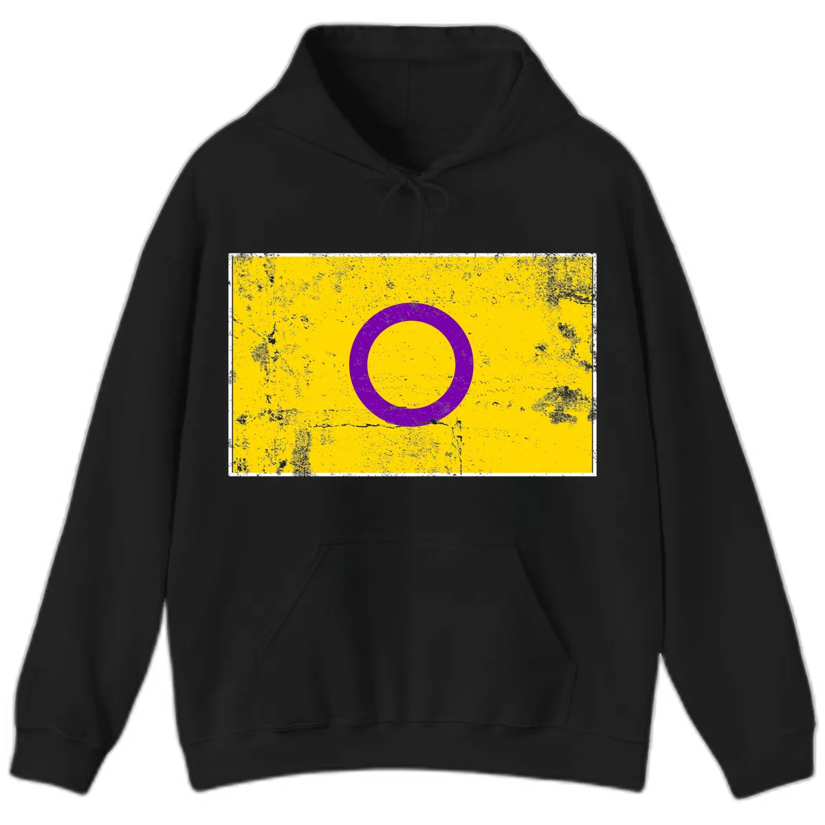Purple Circle Minimalist Hoodie in Black