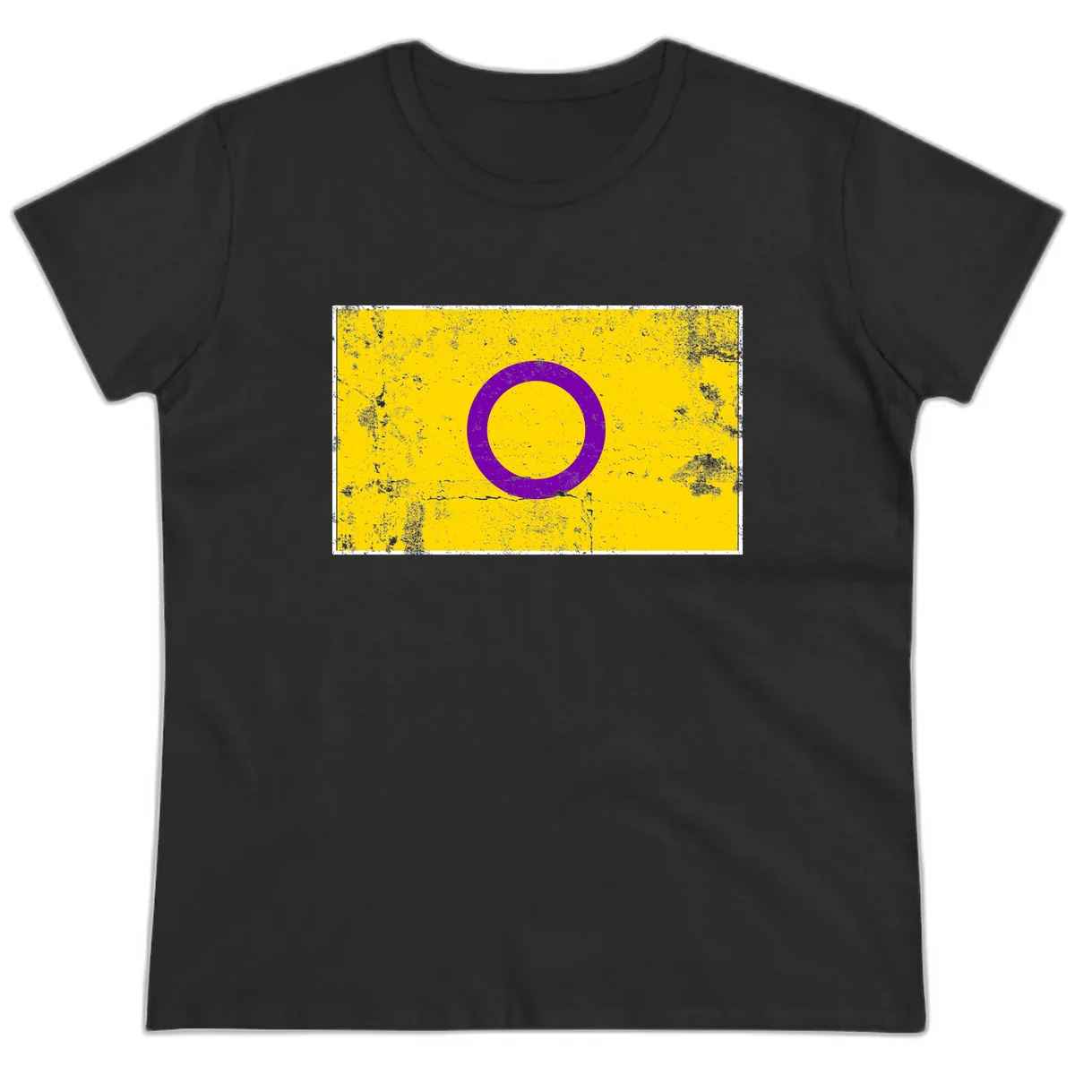 Purple Circle Minimalist Ladies Tee in Black