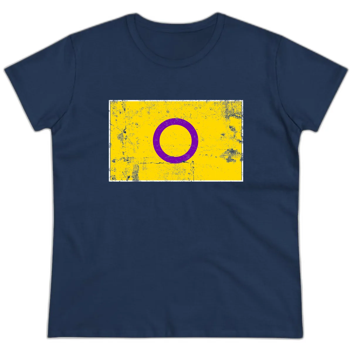 Purple Circle Minimalist Ladies Tee in Navy