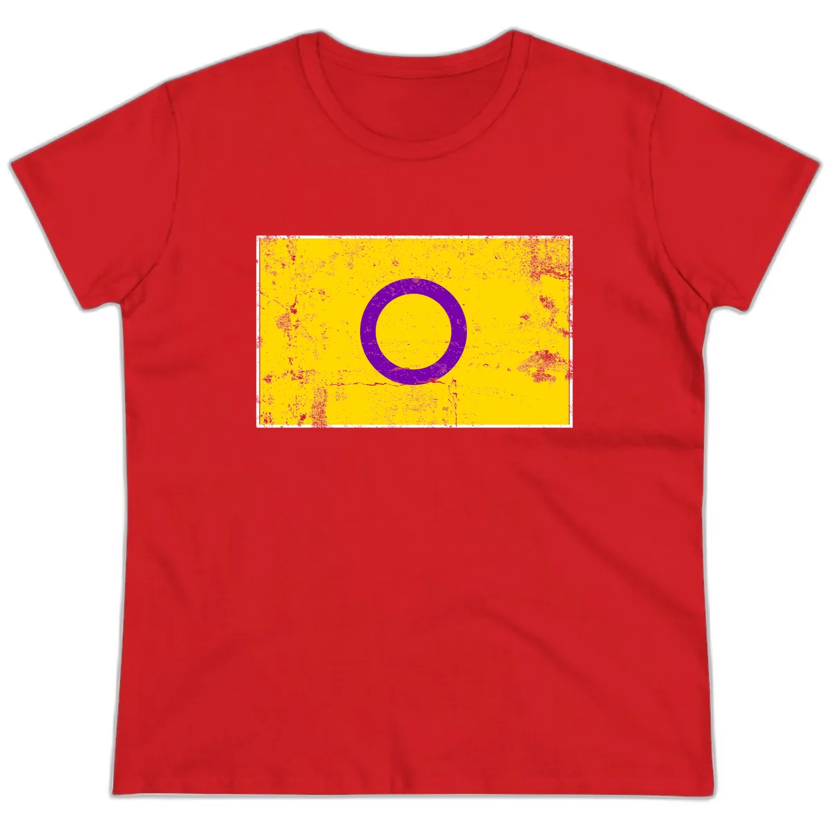 Purple Circle Minimalist Ladies Tee in Red
