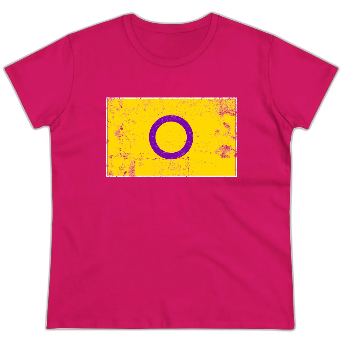 Purple Circle Minimalist Ladies Tee in Heliconia