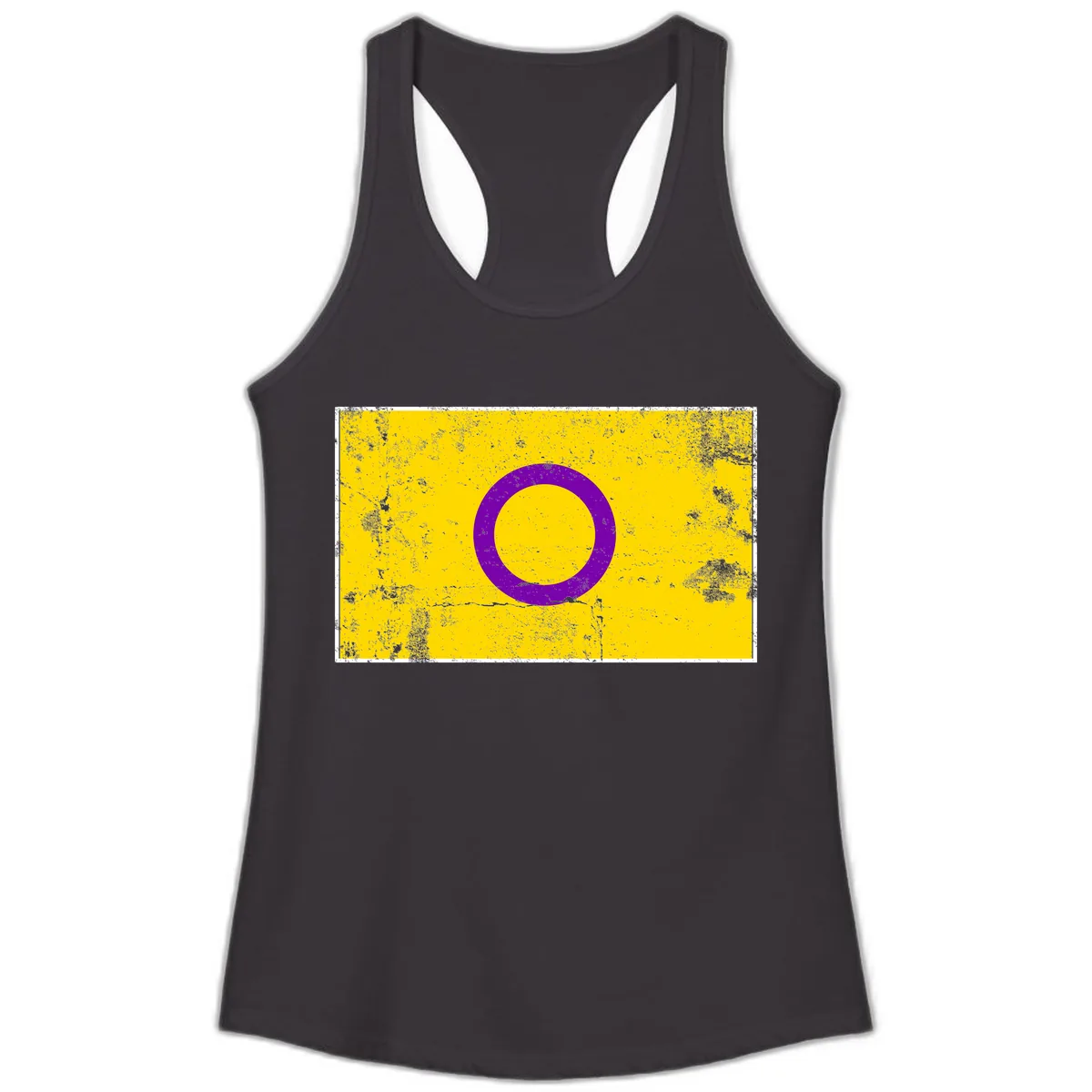 Purple Circle Minimalist Ladies Tank in Black