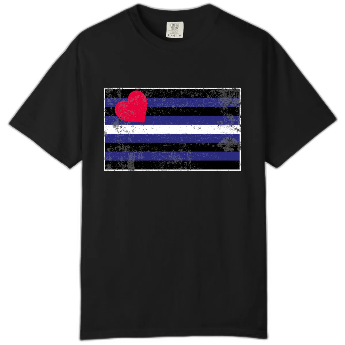 Love Stripes Pride Heart Comfort Color in Black