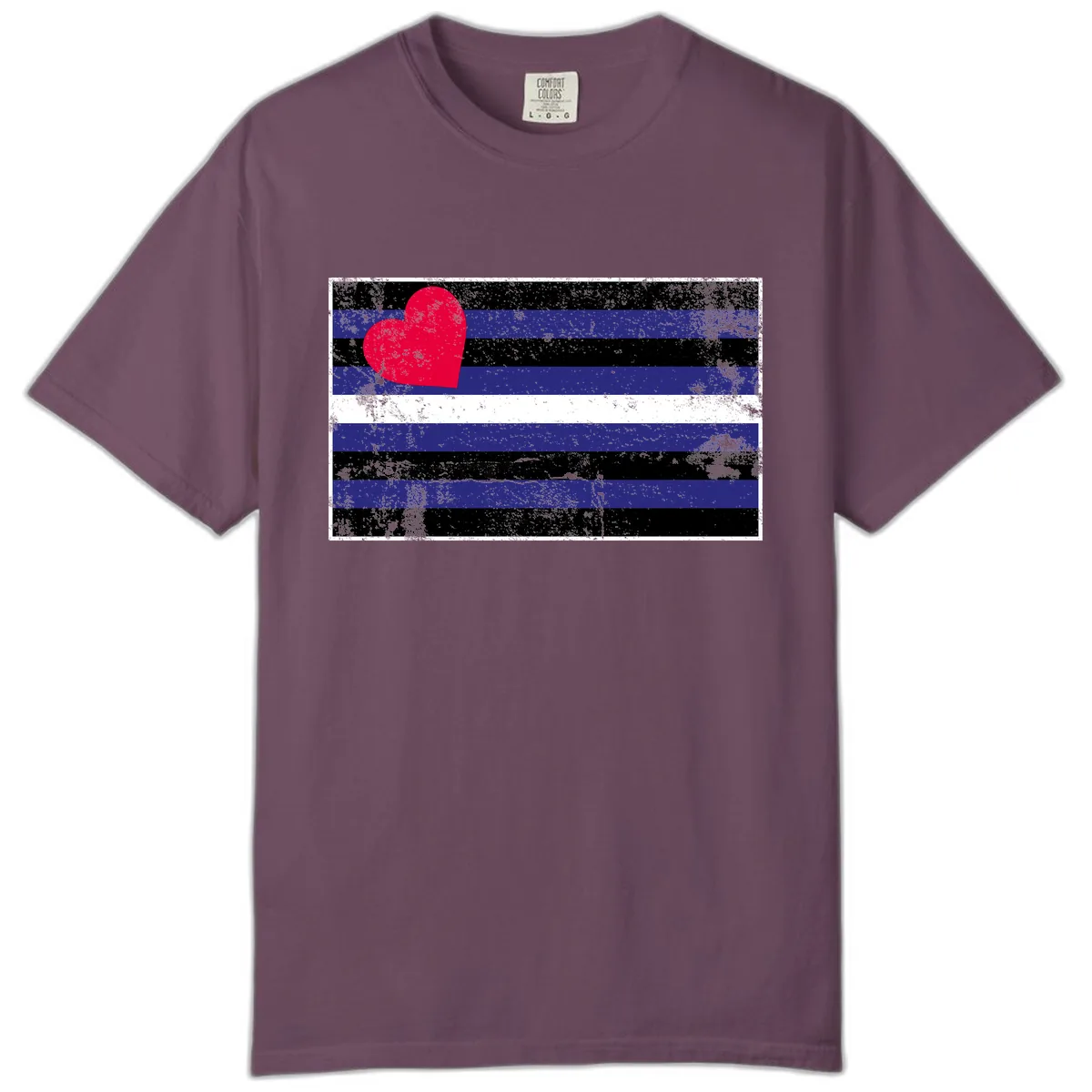 Love Stripes Pride Heart Comfort Color in Berry