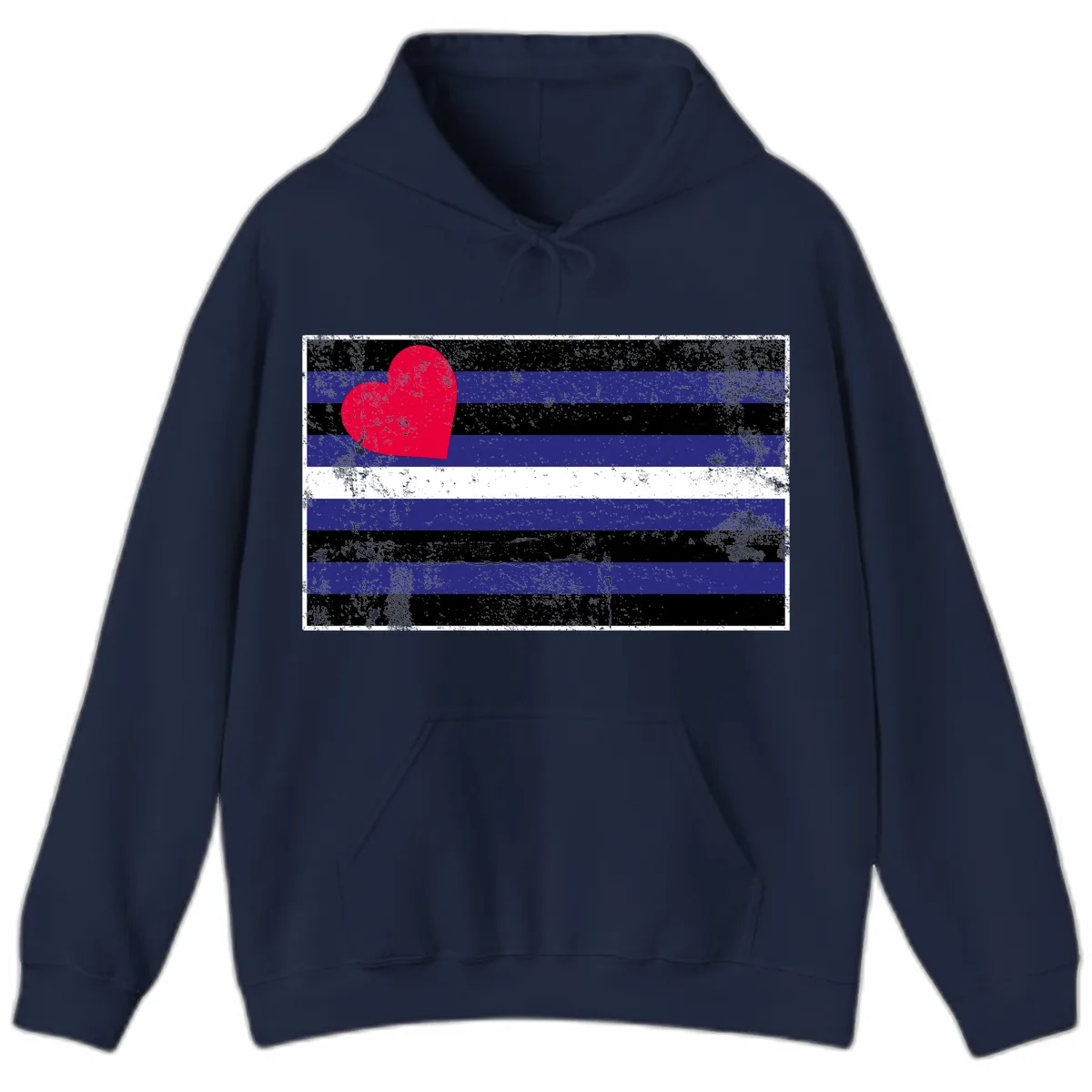 Love Stripes Pride Heart Hoodie in Navy