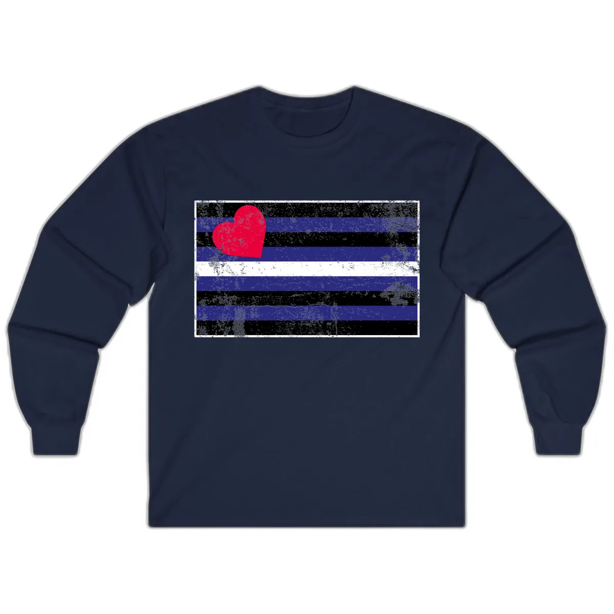 Love Stripes Pride Heart Long Sleeve in Navy