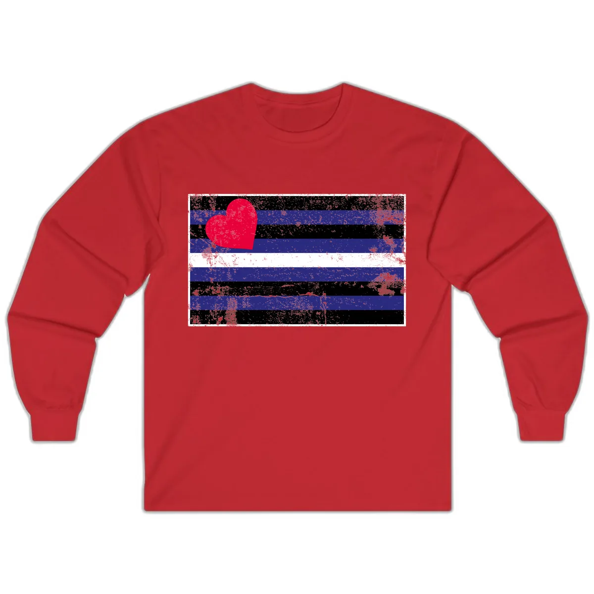 Love Stripes Pride Heart Long Sleeve in Red