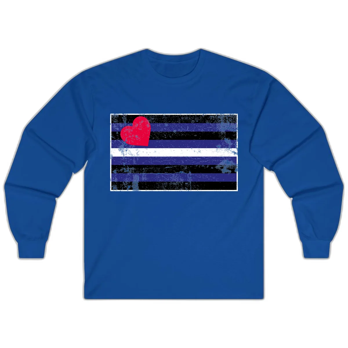 Love Stripes Pride Heart Long Sleeve in Royal