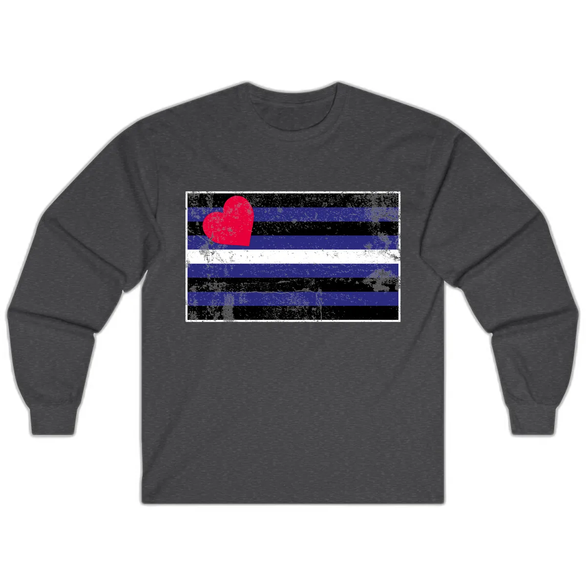 Love Stripes Pride Heart Long Sleeve in Dark Heather