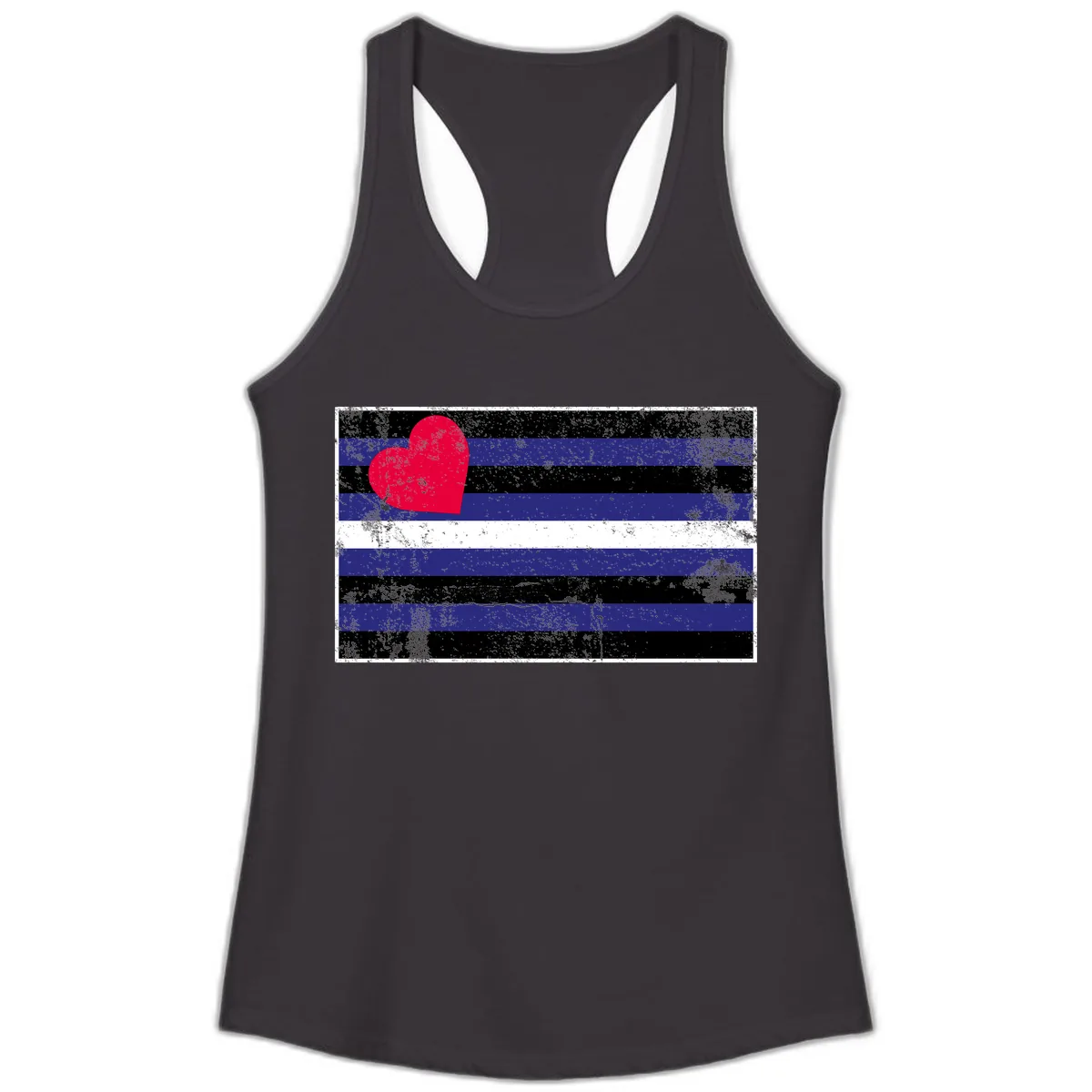 Love Stripes Pride Heart Ladies Tank in Black