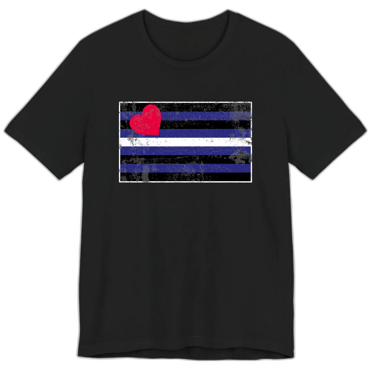 Love Stripes Pride Heart Premium T-Shirt in Black
