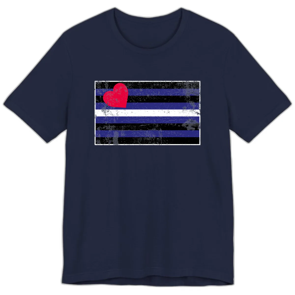 Love Stripes Pride Heart Premium T-Shirt in Navy