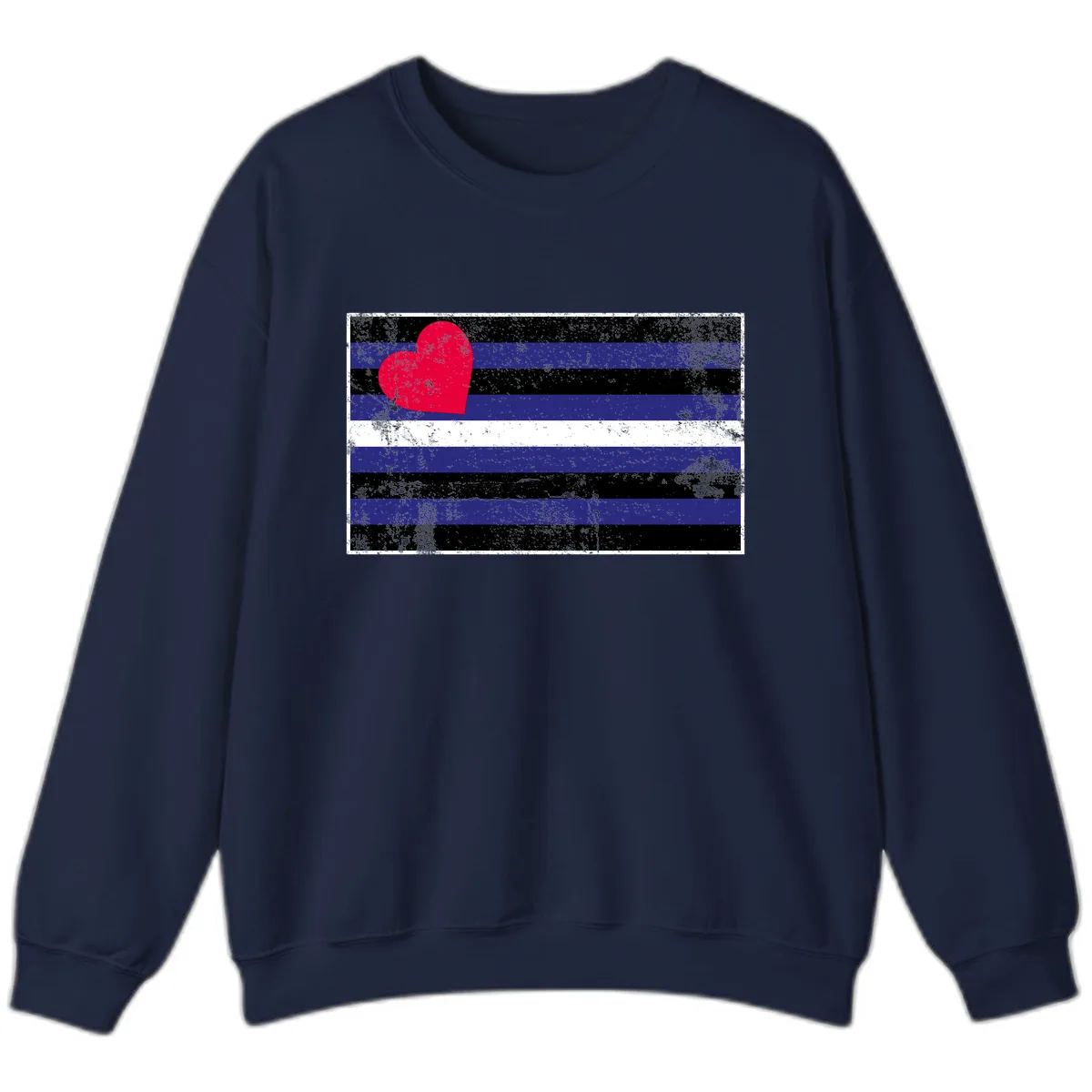 Love Stripes Pride Heart Sweatshirt in Navy