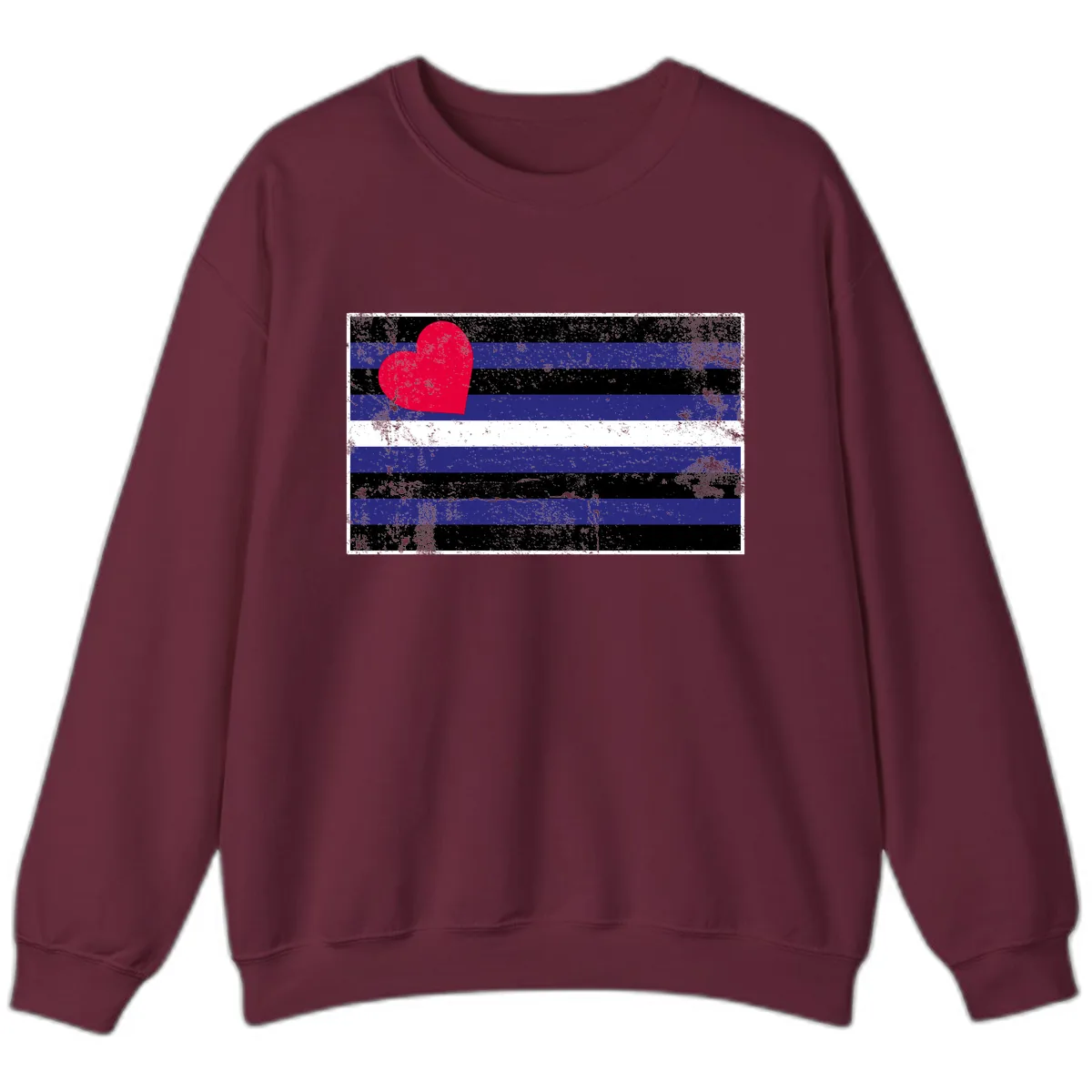 Love Stripes Pride Heart Sweatshirt in Maroon