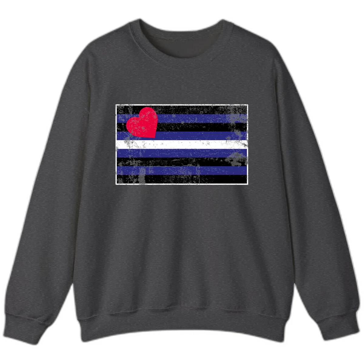 Love Stripes Pride Heart Sweatshirt in Dark Heather