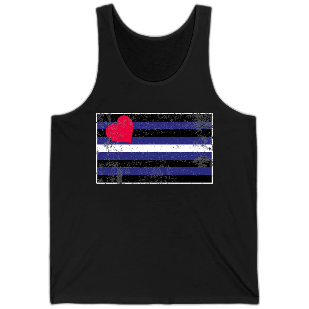 Love Stripes Pride Heart Tank in Black