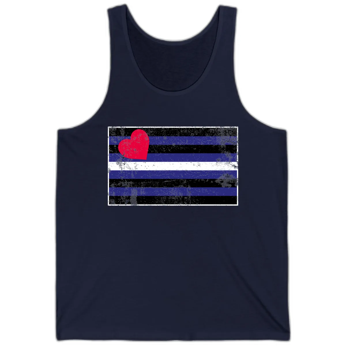 Love Stripes Pride Heart Tank in Navy