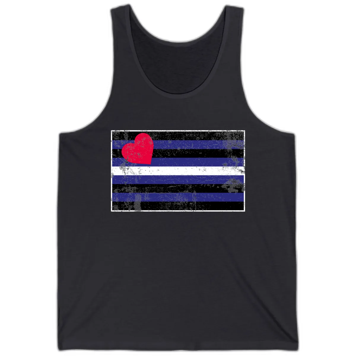 Love Stripes Pride Heart Tank in Dark Grey
