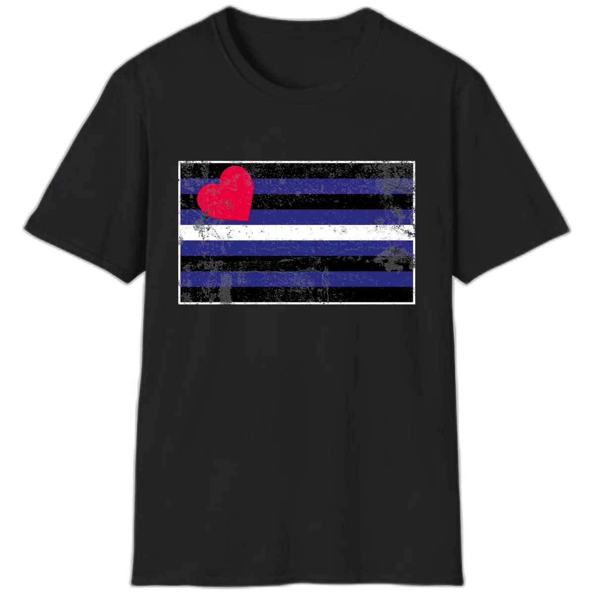Love Stripes Pride Heart T-Shirt in Black