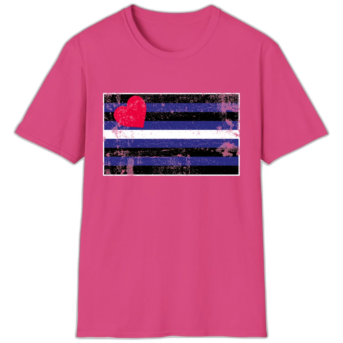 Love Stripes Pride Heart T-Shirt in Heliconia